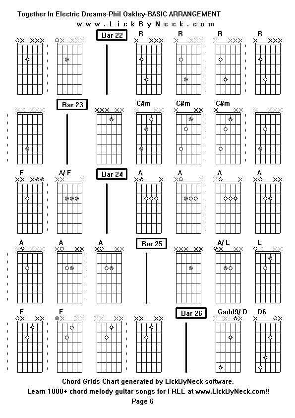 Chord Grids Chart of chord melody fingerstyle guitar song-Together In Electric Dreams-Phil Oakley-BASIC ARRANGEMENT,generated by LickByNeck software.